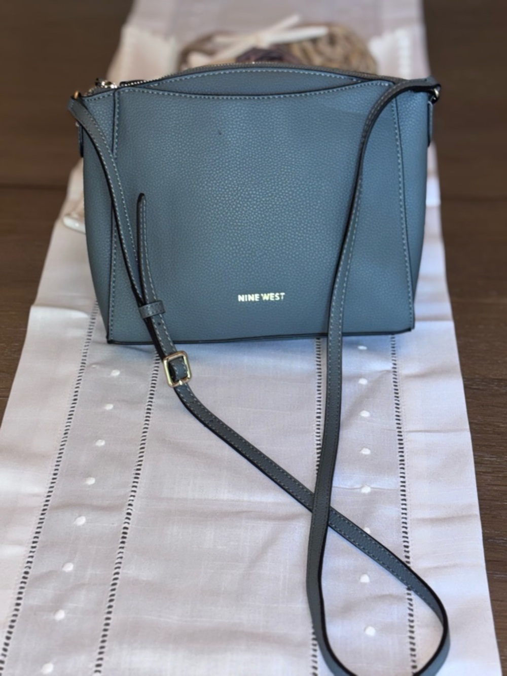 Nine West Slate Blue Pebbled Leather Crossbody